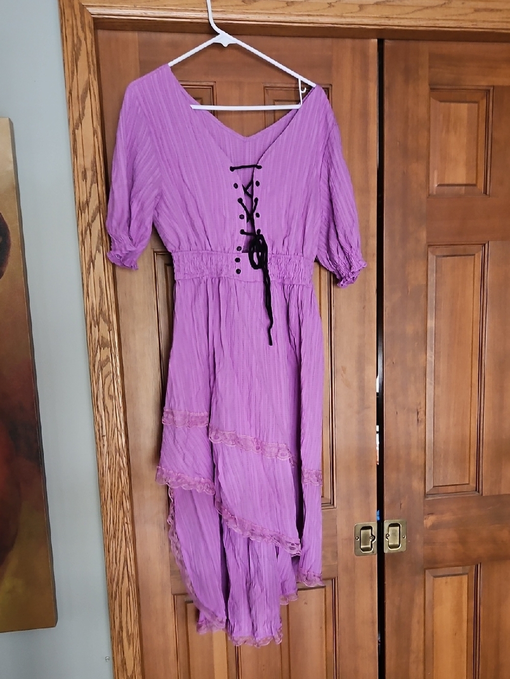 Purple Lace-Up Hi-Low Women's Dress
